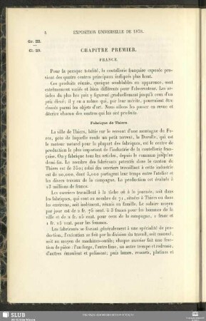 Chapitre Premier. France