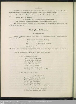 IX. Diplom-Prüfungen