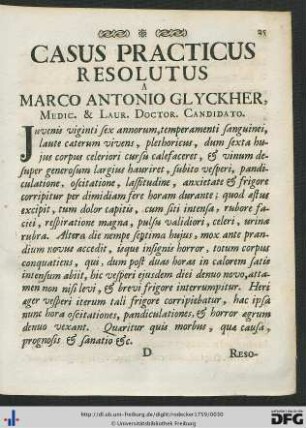 Casus Practicus Resolutus A Marco Antonio Glyckher.