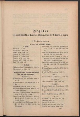 Register der hauptsächlichen Personen-Namen, sowie der Bibra'schen Lehen.