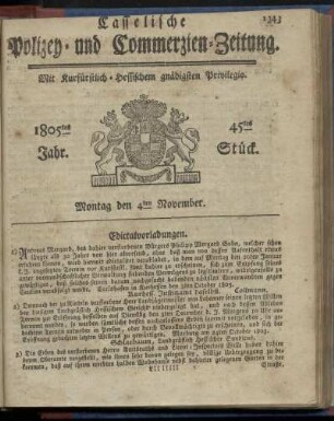 45tes Stueck, Montag den 4ten November 1805