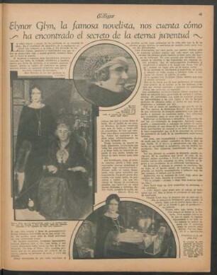 Elynor Glyn, la famosa novelista, nos cuenta cómo ha encontrado el secreto de la eterna juventud