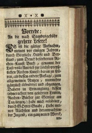 Vorrede: An die nach Standesgebuehr geehrte Lesere