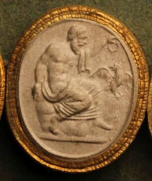 Sitzender Jupiter mit Adler und Opferschale (Daktyliothek, Erstes Mythologisches Tausend)