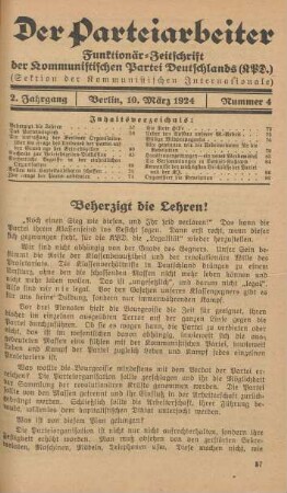 2. Jahrgang, Berlin, den 10. März 1924, Nummer 4