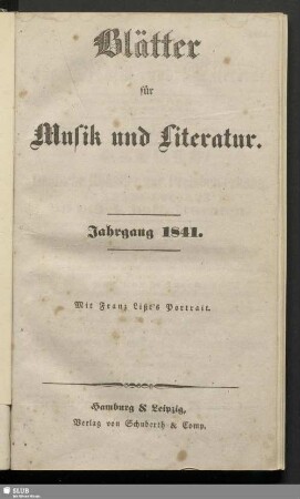 [2.]1841: Blätter für Musik und Literatur