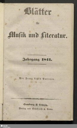 [2.]1841: Blätter für Musik und Literatur