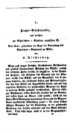 Haupt-Gesichtpunkte, aus welchen ein Schullehrer-Seminar anzusehen ist : Eine Rede gesprochen am Tage der Einweihung des Schullehrer-Seminares zu Mörs