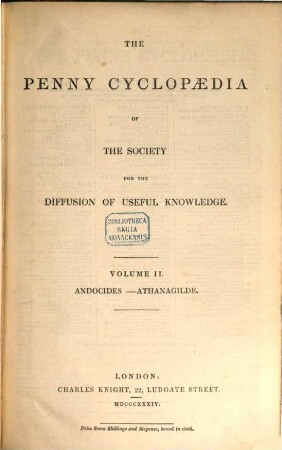 The Penny Cyclopaedia of the Society for the Diffusion of Useful Knowledge, 2. Andocides - Athanagilde