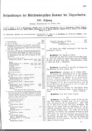 198. Sitzung, Stuttgart, 18.10.1906