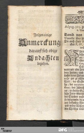 Folgen einige Anmerckungen darauff sich obige Andachten beziehen.