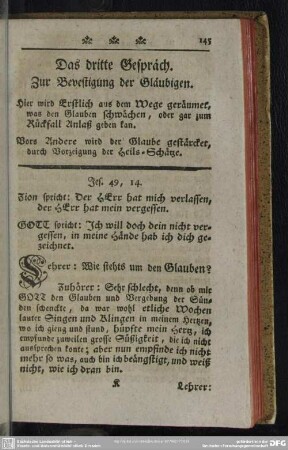 Das dritte Gespräch. Zur Bevestigung der Gläubigen
