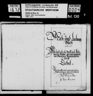 Lager- und Schatzungsbuch von Eichel