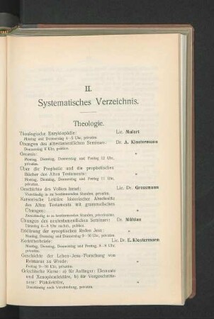 II. Systematisches Verzeichnis.