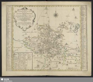 Richtiger Geograph. Entwurff Des Zu Dem Saechs. Chur Creisse gehörigen Ammtes Beltzig : Nebst Allen Darinnen Befindlichen Staedten u. Dörffern Auch Andern Darangrentzenden Gegenden
