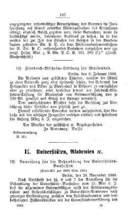 Anweisung für die Behandlung der Universitäts-Bausachen : [II. Universitäten, Akademien etc.]