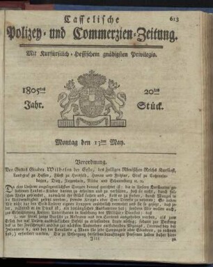 20tes Stueck, Montag den 13ten May 1805