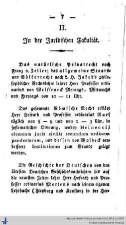 II. In der juridischen Fakultät.