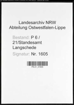 Sterberegister Standesamt Langschede