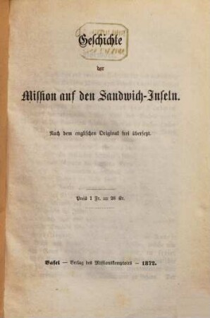 Geschichte der Mission auf den Sandwich-Inseln