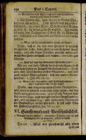 VI. Sanfftmuth und Versöhnlichkeit. - XI. Die Schuldigkeit oder Pflichten gegen unsere Verstorbene.
