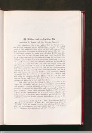 III. Mittlere und nordöstliche Alb