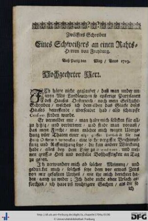 Zwölfftes Schreiben.