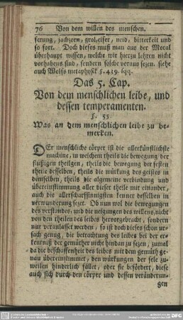 Das 5. Cap. Von dem menschlichen leibe, und dessen temperamenten