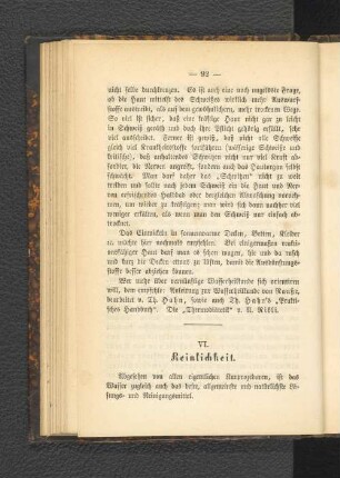VI. Reinlichkeit.