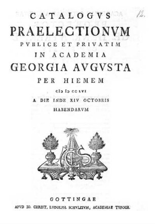 WS 1756: Catalogus praelectionum publice et privatim in Academia Georgia Augusta ... habendarum