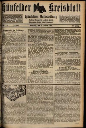 Zweite Ausgabe vom Samstag, den 05. Oktober 1929.