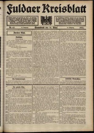 Zweite Ausgabe vom Samstag, den 16. März 1912.