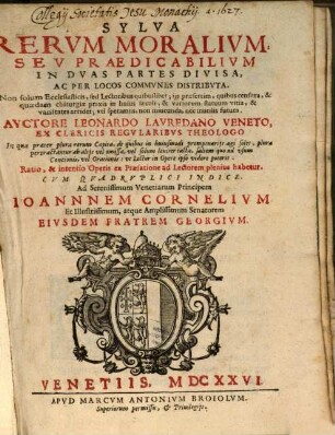 Sylva rerum moralium seu praedicabilium