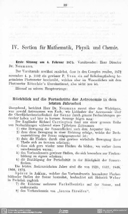 Rückblick aud die Fortschritte der Astronomie in dem letzten Jahrzehnt