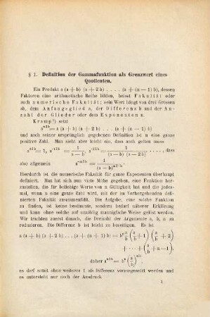 Einleitung in die Theorie der Gammafunktion und der Euler'schen Integrale