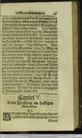Capitel V. Vom Klystiren im heftigen Schrekken