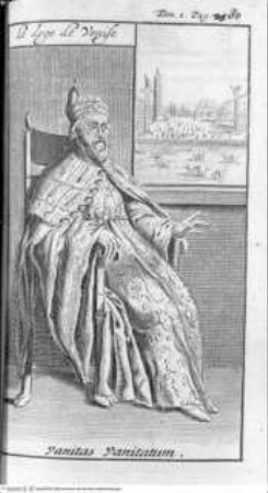 Les delices de l'Italie: ... 6 Bände., 1. Band, Tafel vor Seite 81: Le doge de Venise - Vanitas Vanitatum.
