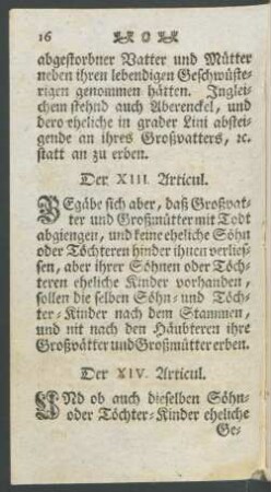Der XIV. Articul