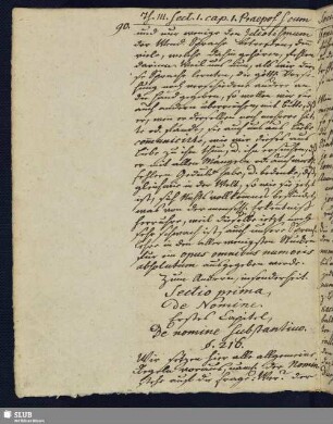 Sectio prima, de Nomine. 1. Cap. De nomine Substantino.