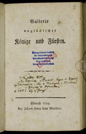 Gallerie unglücklicher Könige und Fürsten