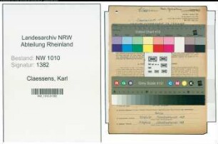 Entnazifizierung Karl Claessens , geb. 22.12.1906 (Gastwirt)