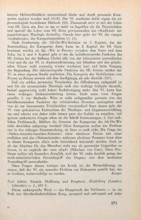 371-373 [Rezension] Schütz, Paul, Parusia