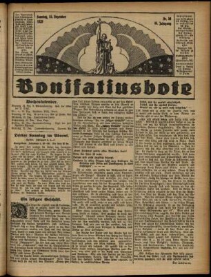 Erste Ausgabe vom Sonntag, den 15. Dezember 1929.