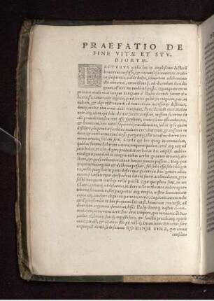 Præfatio de fine vitæ et Stvdiorvm