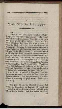 I. Todesfälle im Jahr 1790.