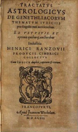 Tractatus astrologicus de genethliacorum thematum iudiciis pro singulis nati accidentibus