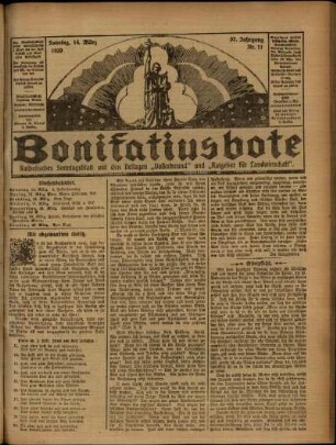 Erste Ausgabe vom Sonntag, den 14. März 1920.