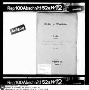 Straßenordnung für den Flecken Bramsche