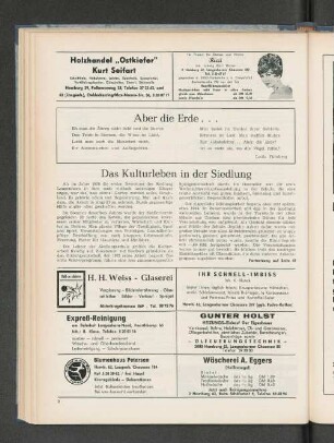 Das Kulturleben in der Siedlung