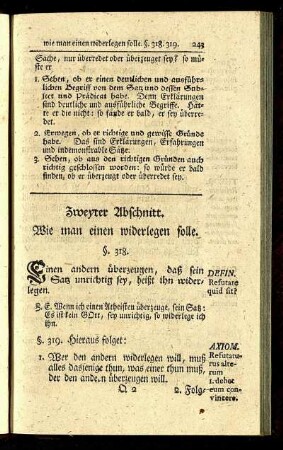 Zweyter Abschnitt. Wie man einen widerlegen solle.